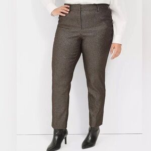 Lane Bryant NWT 4-Season Slim Ankle Mid-Rise Pants Black Gold Houndstooth 14